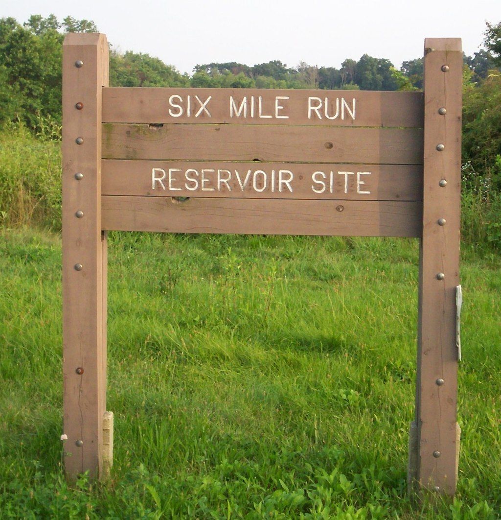 Sign of Six Mile Run Reservoir Site