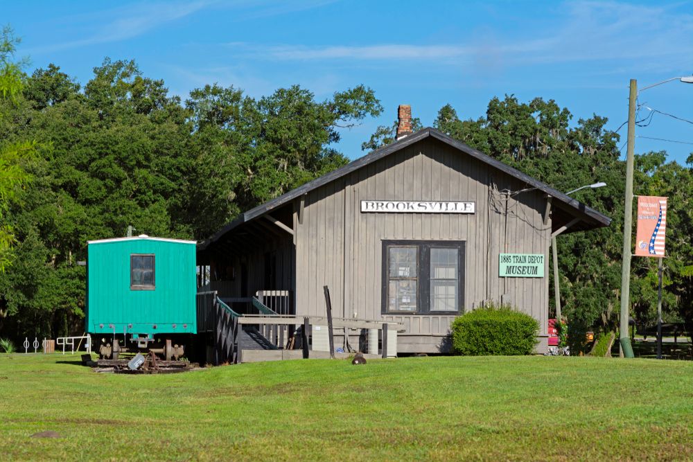 Daytime view of 1885 Brooksville Train Depot