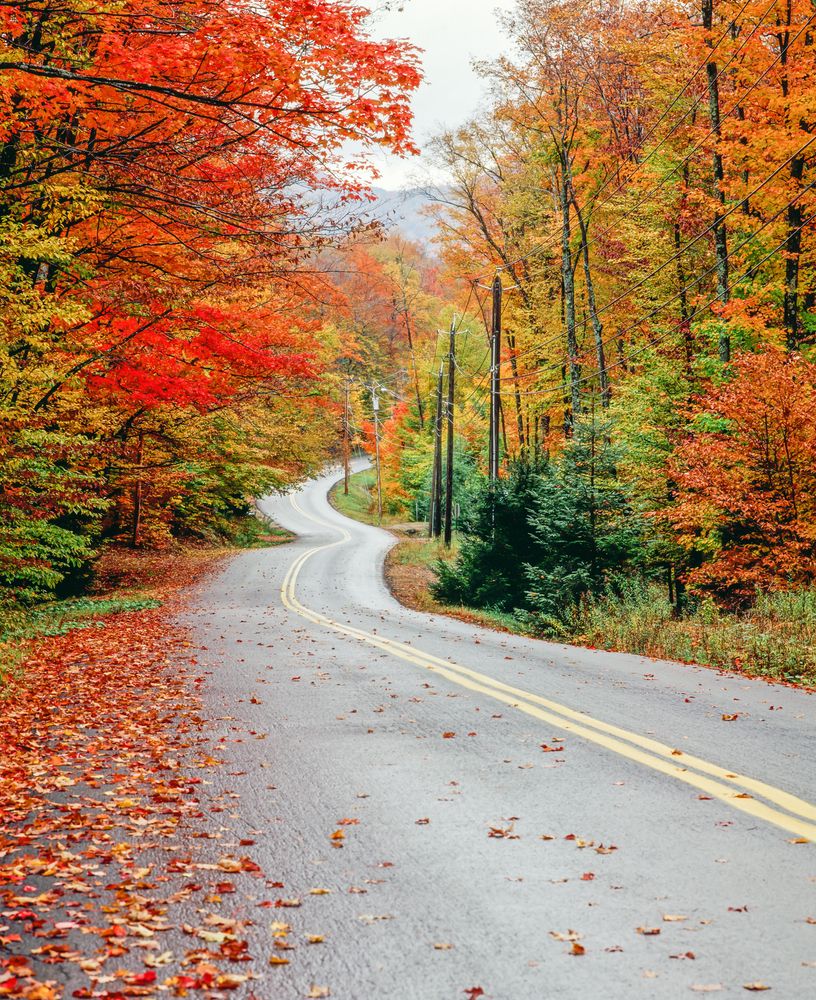 Gorgeous view of a road in Adirondack Mountains
