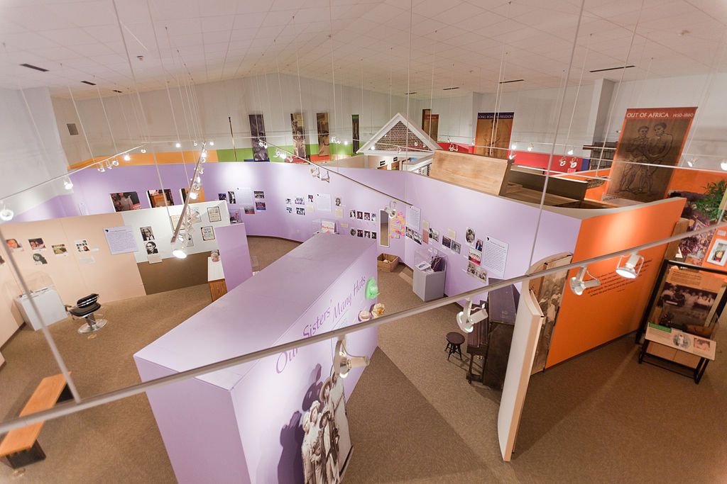 Aerial view of the exhibits at African American Museum of Iowa