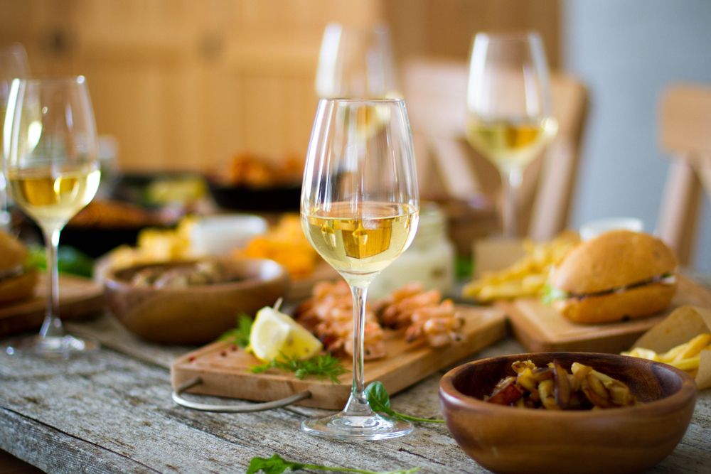 American Food with wine