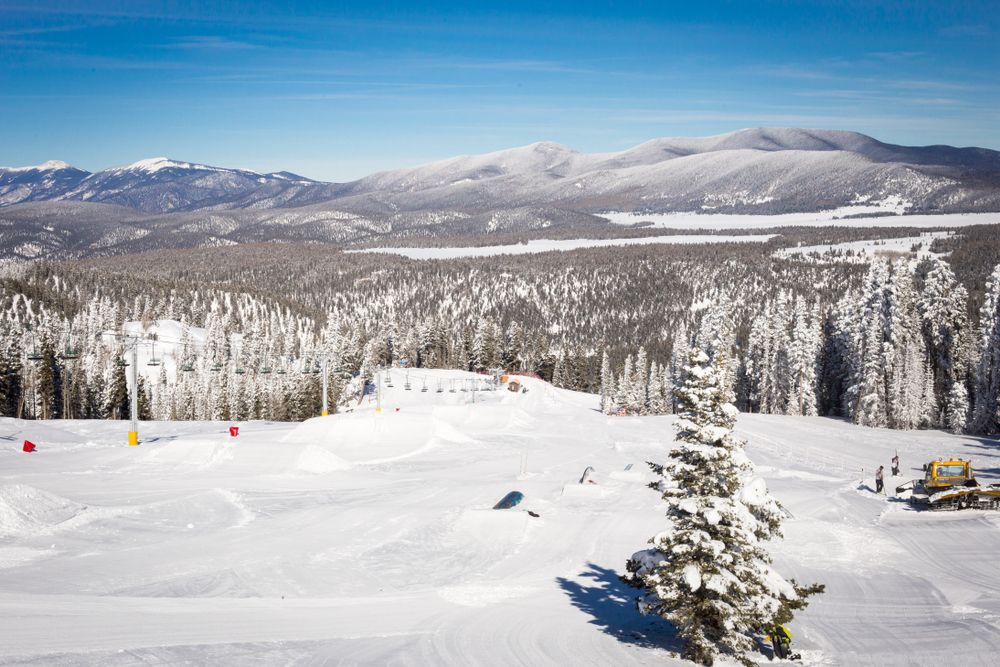 Ski slopes and trees at Angel Fire Resort