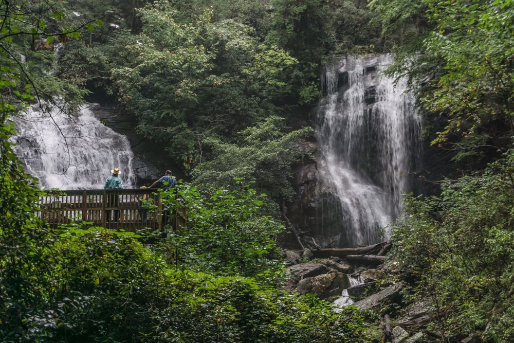 People admiring Anna Ruby Falls