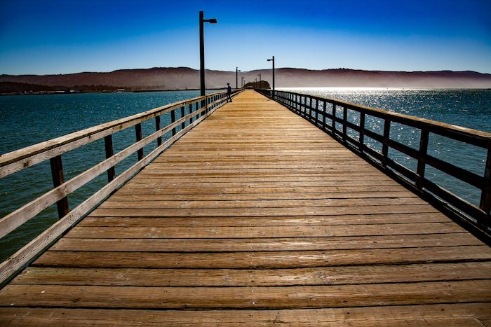 Straight view of the long B Street Pier