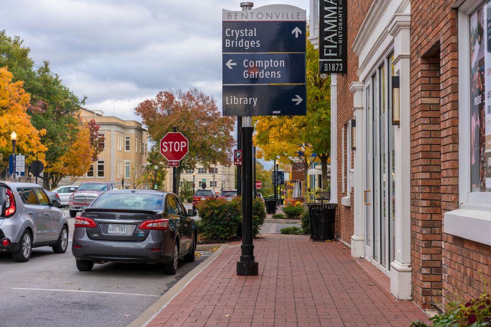 A sidewalk at Bentonville Downtown Square