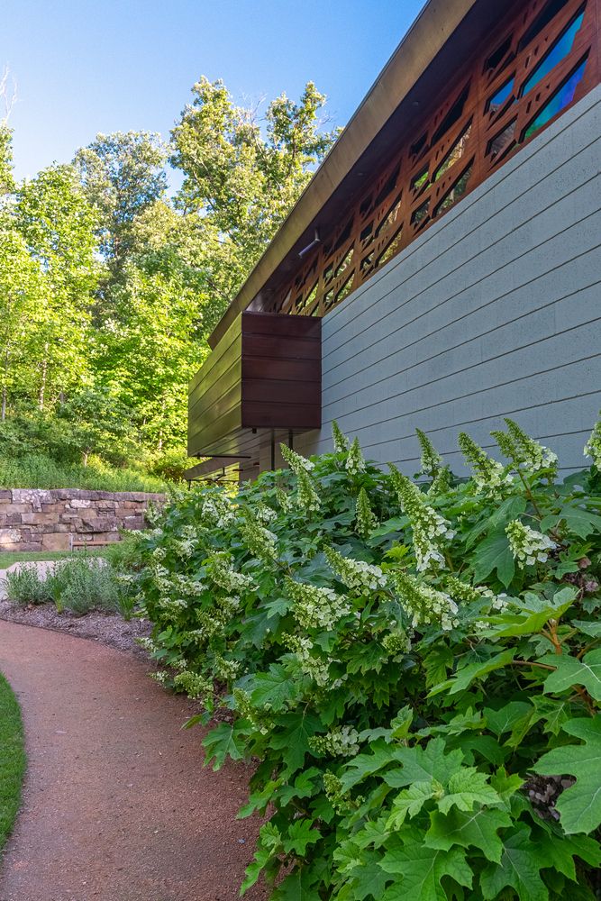 Plant bed beside Frank Lloyd Wright Bachman-Wilson House