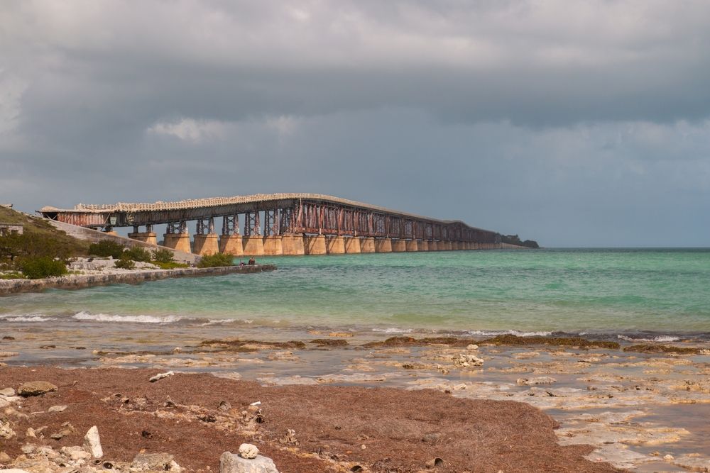 View of the Old Bahia Honda Rail Bridge from the shore