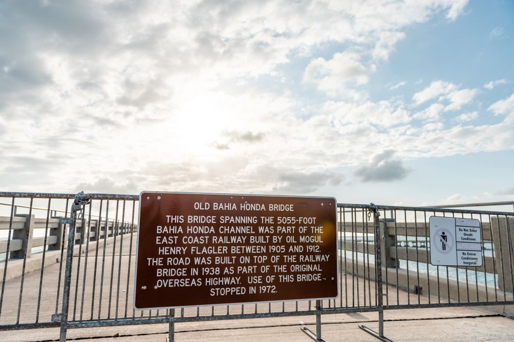 Marker sign at Old Bahia Honda Rail Bridge