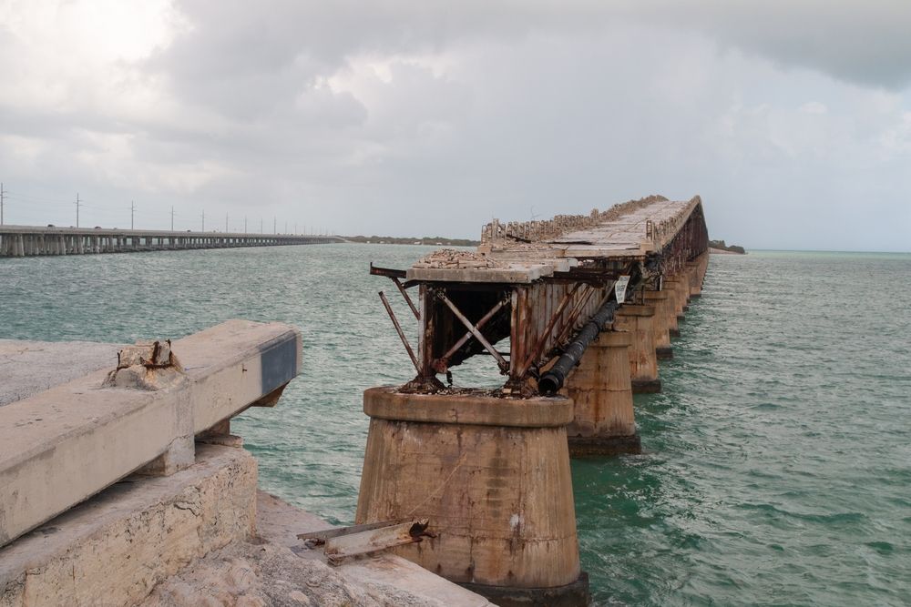 Closer view of the Old Bahia Honda Rail Bridge