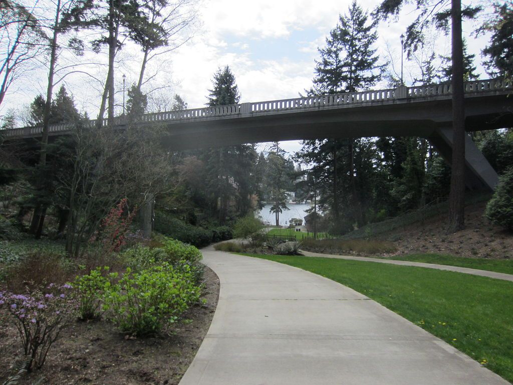 A concrete pathway at Meydenbauer Bay Park