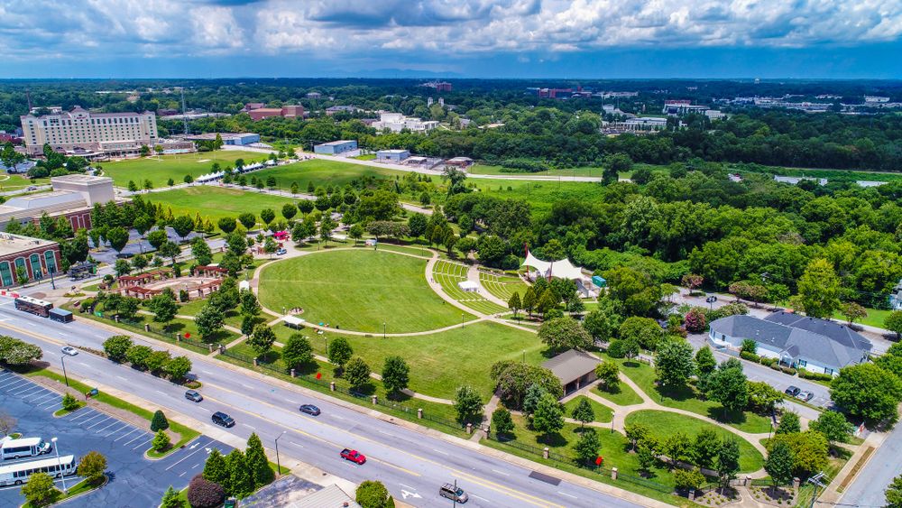 Aerial view of Barnet Park and Amphitheater