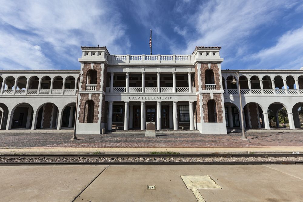 Front exterior of Barstow Harvey House