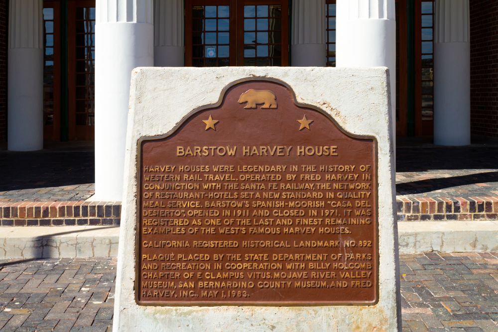 History marker of Barstow Harvey House