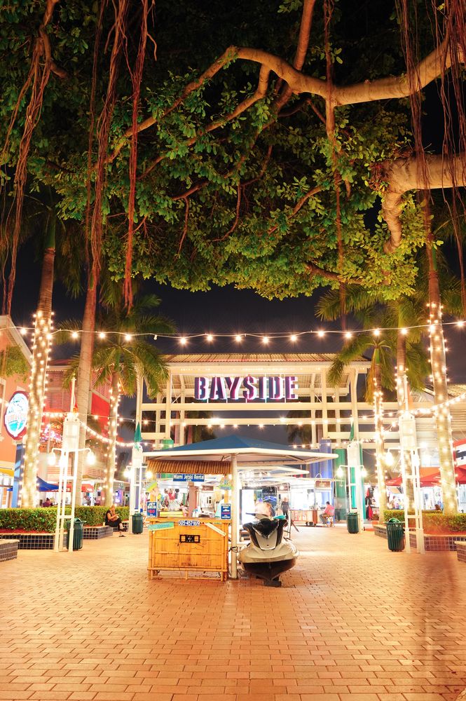 Night view of the Bayside Marketplace