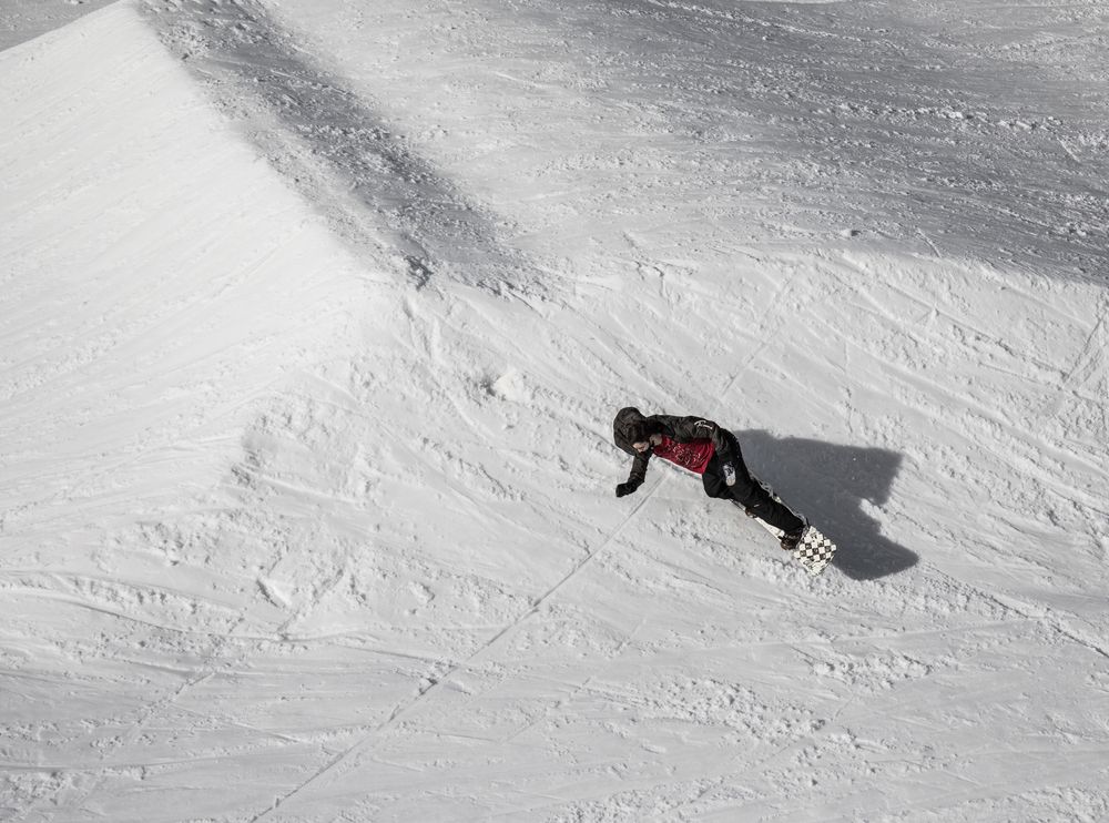 Snowboarder at Big Bear Mountain resort