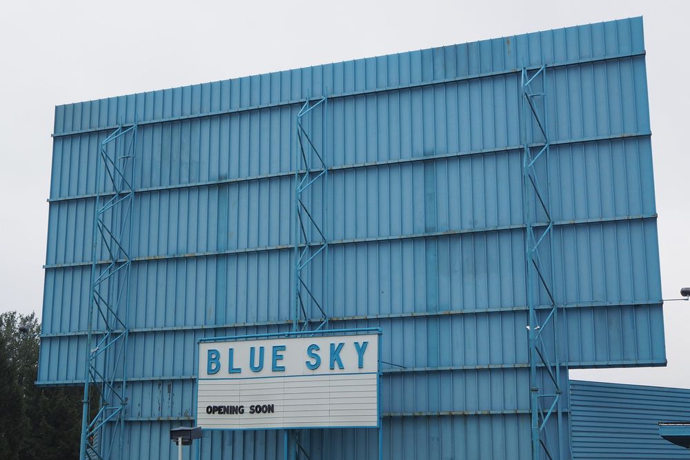Outside view of the Blue Sky Drive-In Theater