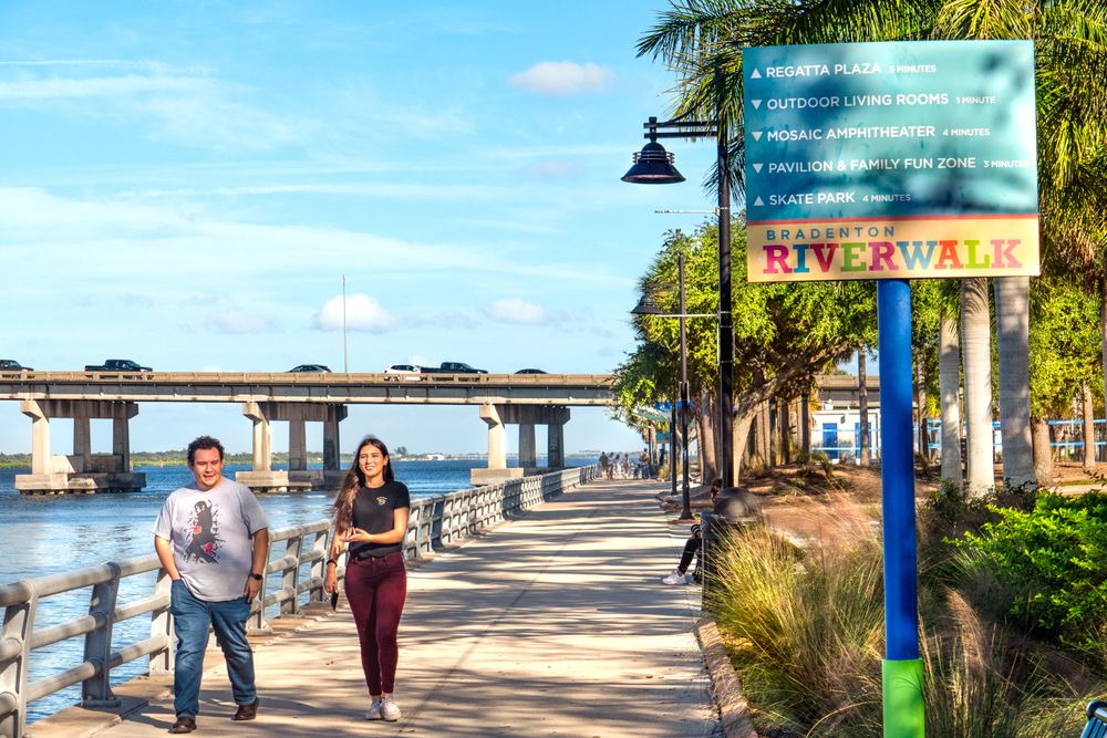 People walking at Bradenton Riverwalk