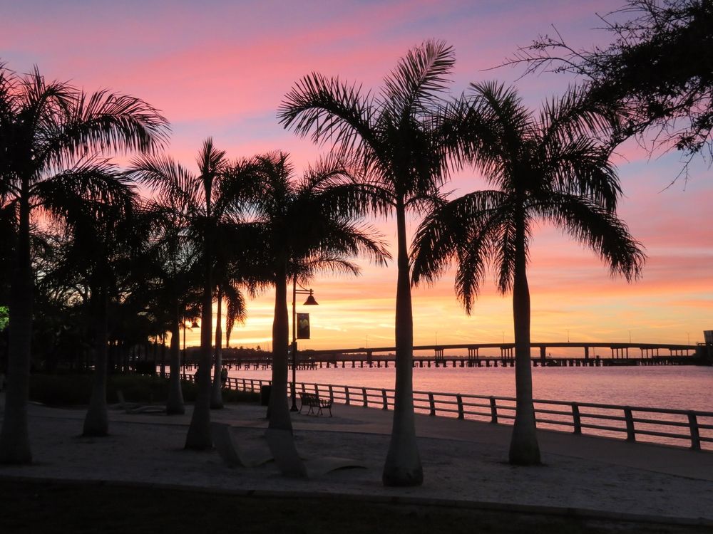 Colorful sunset at Bradenton Riverwalk