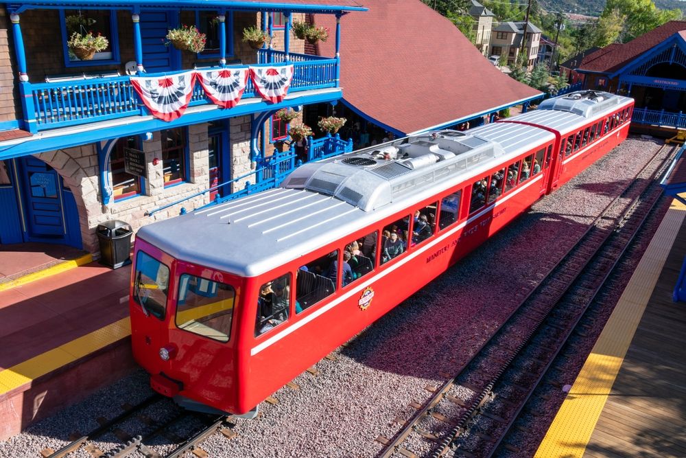 Broadmoor Pikes Peak Cog Railwayhalted at a station