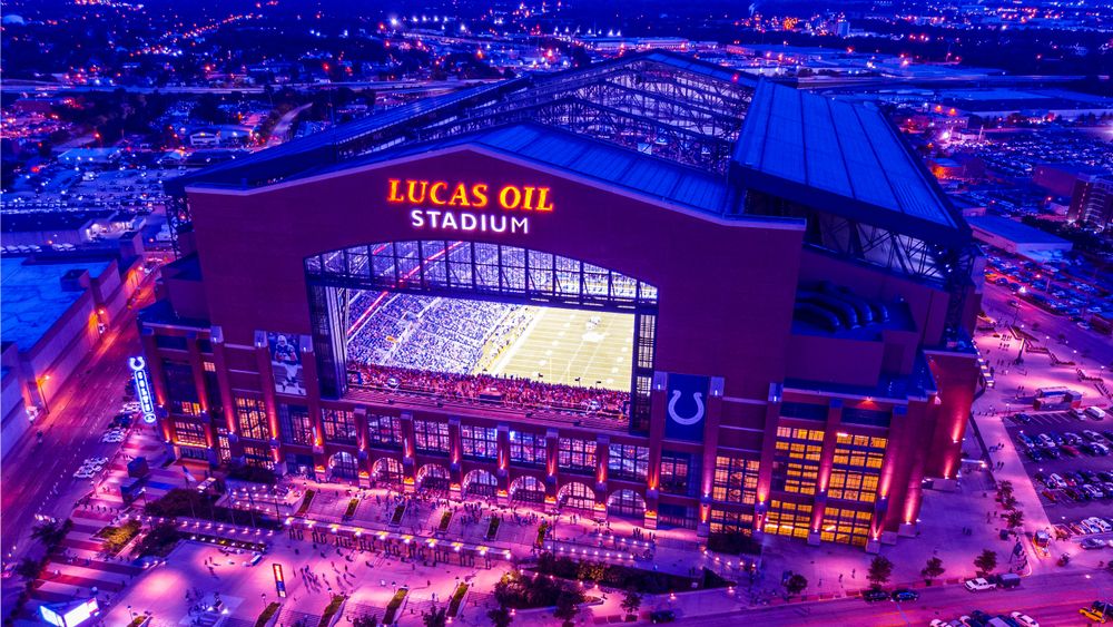 Aerial view of Lucas Oil Stadium