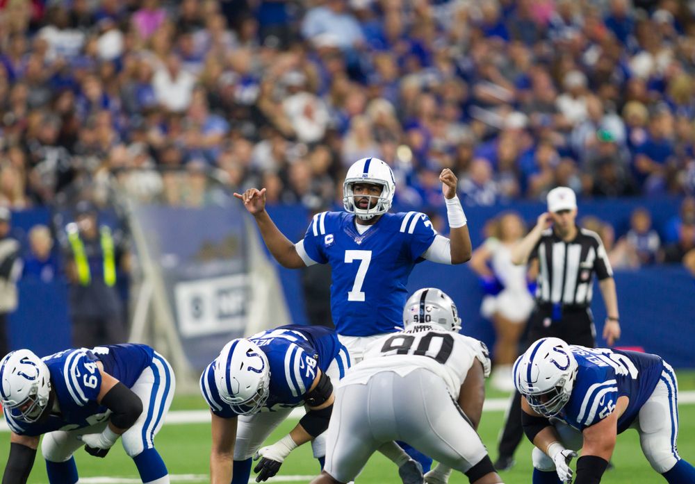 A football game in Lucas Oil Stadium