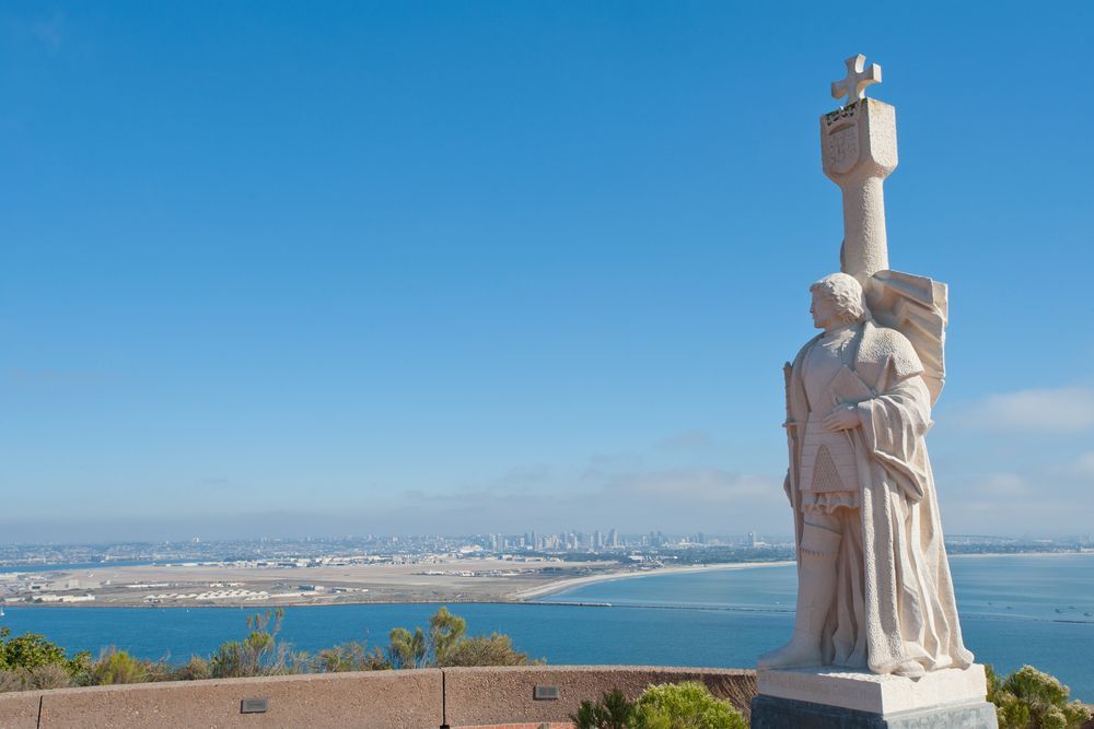 Majestic white statue at Cabrillo National Monument
