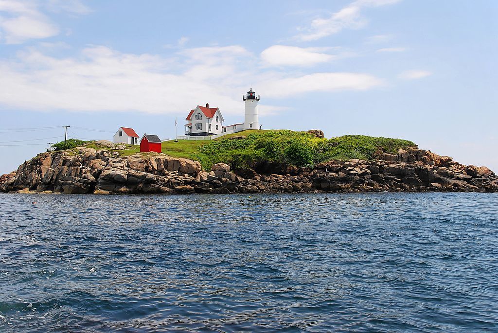 Daytime view of Cape Neddick Nubble Lighthouse