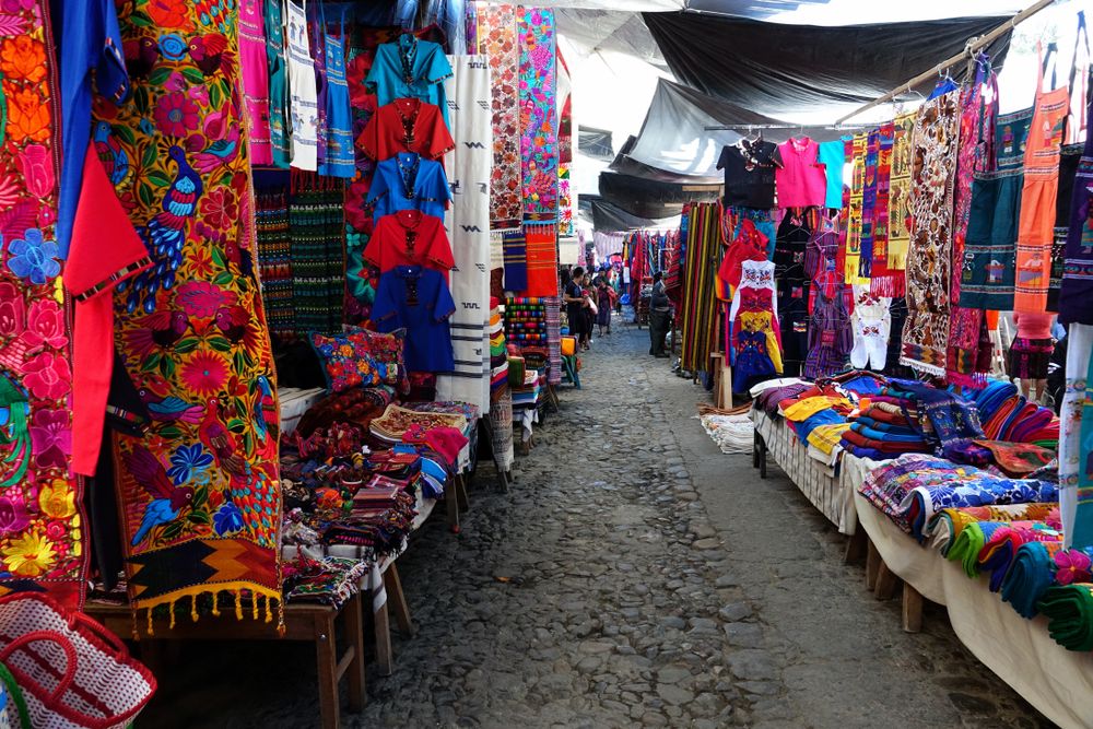 Colorful textiles at Chichicastenango Market