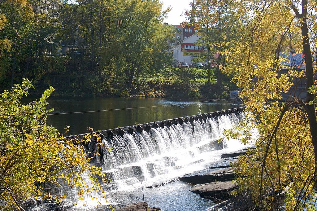 Side view of Chicopee Falls Dam
