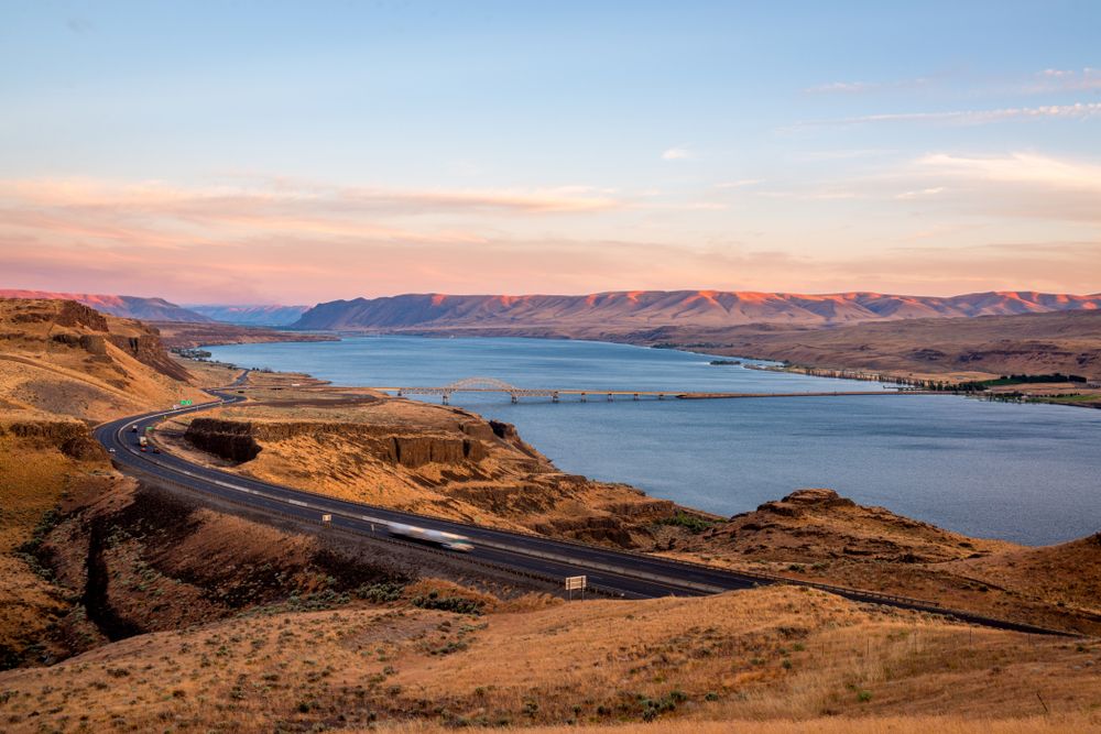 Vibrant sunset at Columbia River