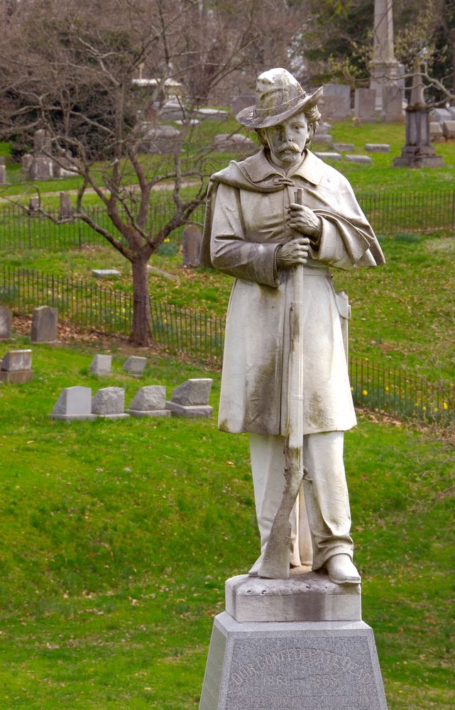 Confederate Monument with tombstones in the background
