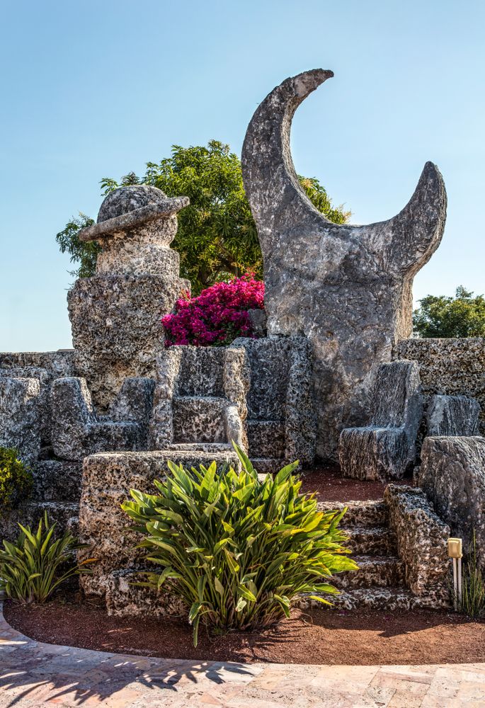 Stone sculptures at Coral Castle
