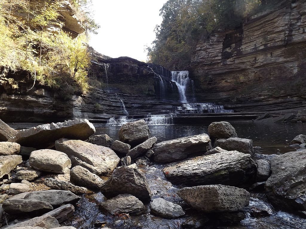 Water cascades of Cummins Fall State Park