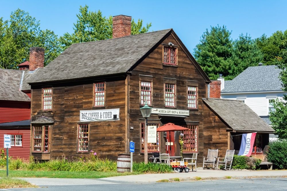 wooden building with cafe in Deerfield, MA
