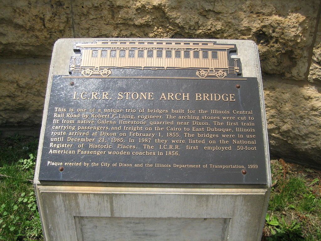 History marker of 2nd street's stone arch bridge