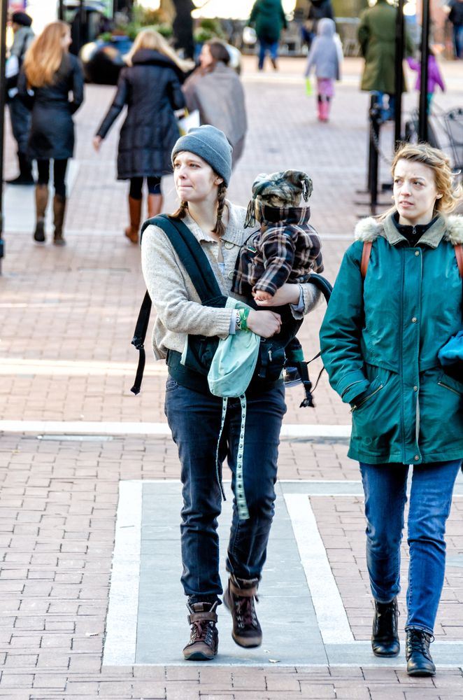 Visitors strolling around the Downtown Mall