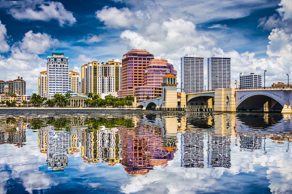 Far view of Tall builings in Downtown Palm Beach Gardens