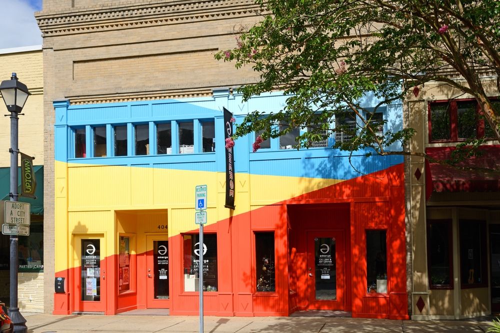 Colorful exterior view of Emerge Gallery and Art Center