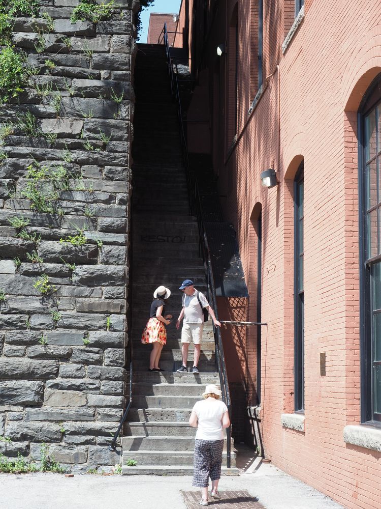 Visitors climbing the Exorcist Steps