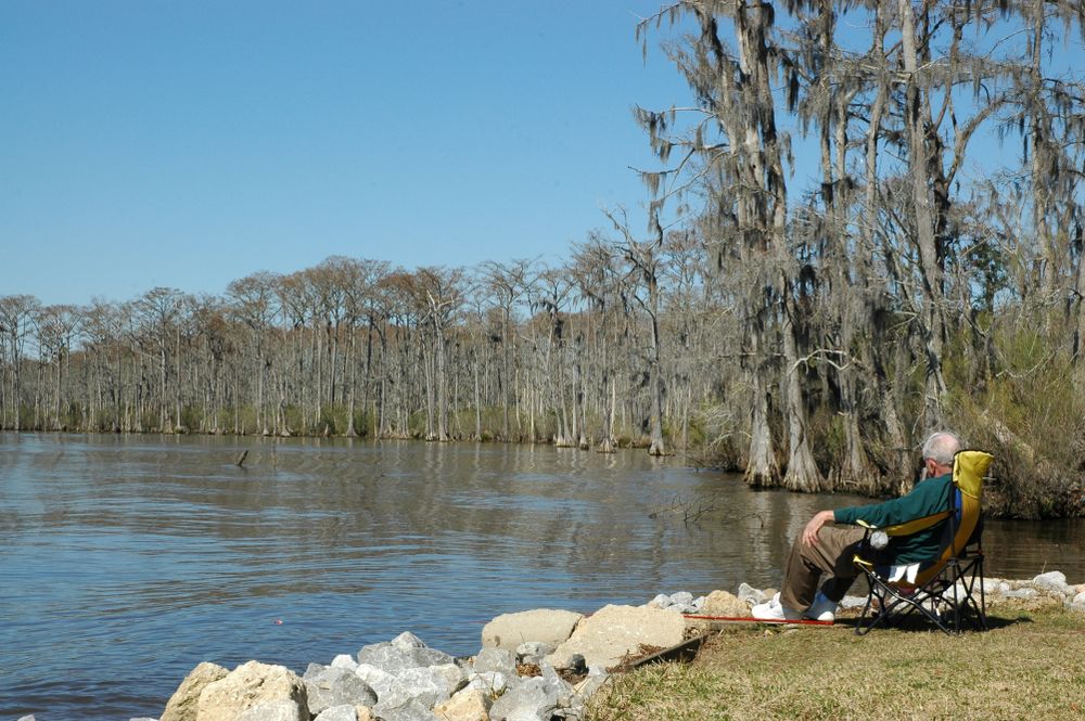 An old man enjoying the view of Fairview-Riverside State Park