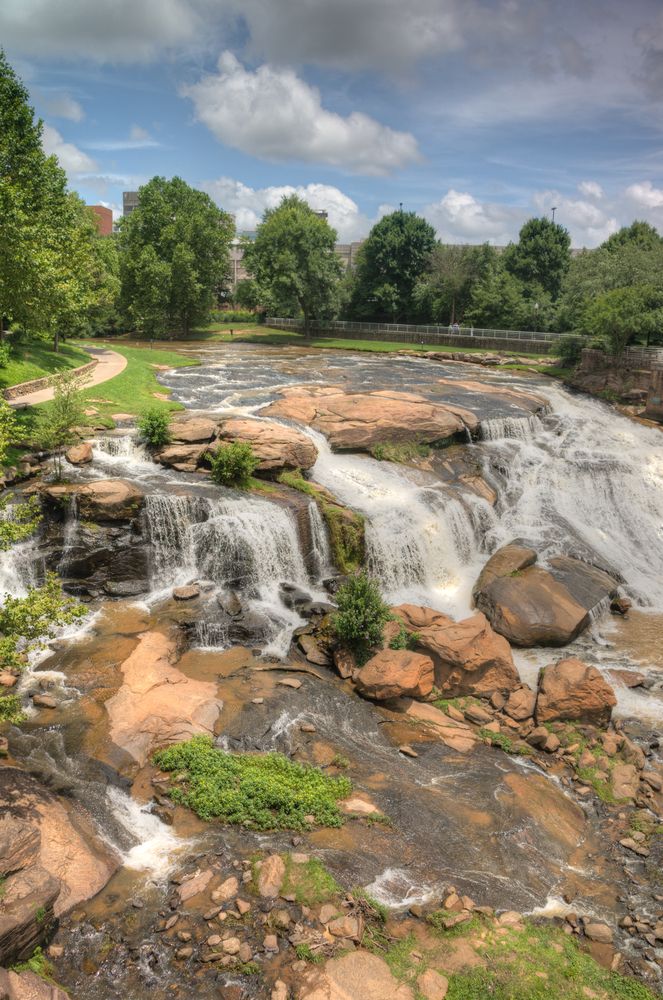 Water gushing at the Falls Park on the Reedy