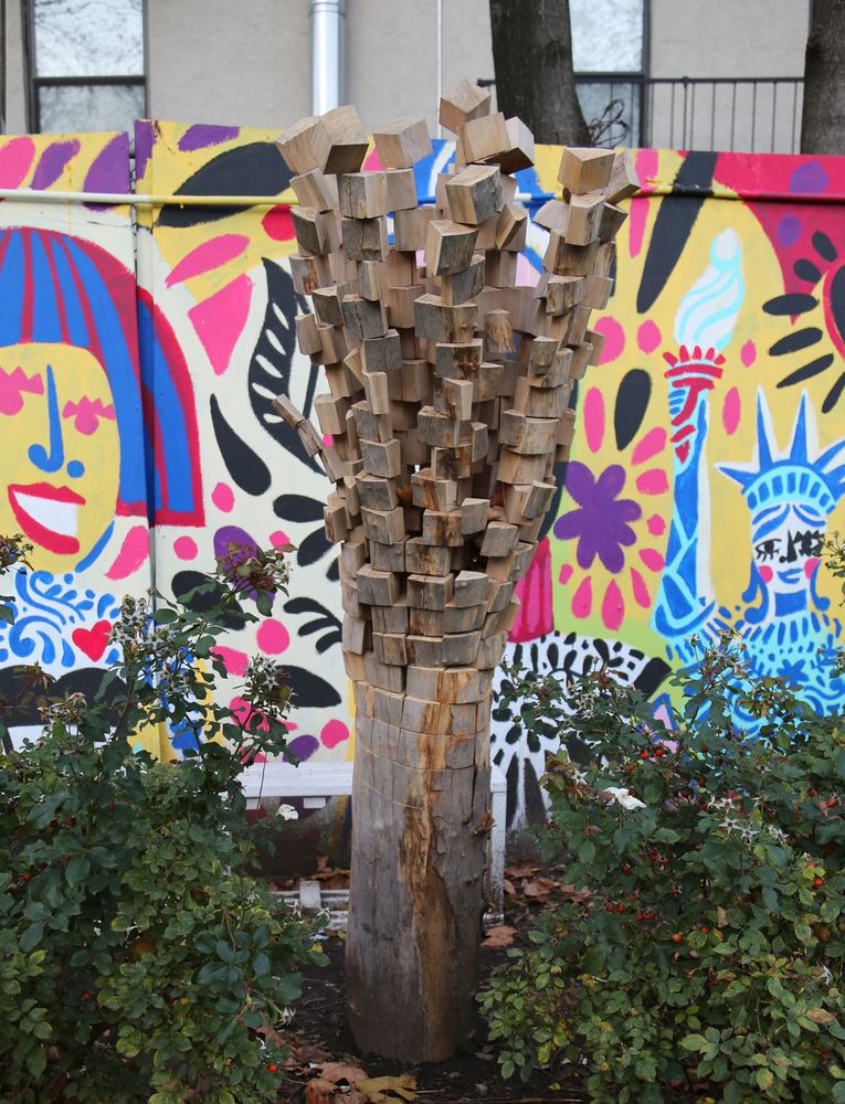 Tree art at First Street Green Art Park