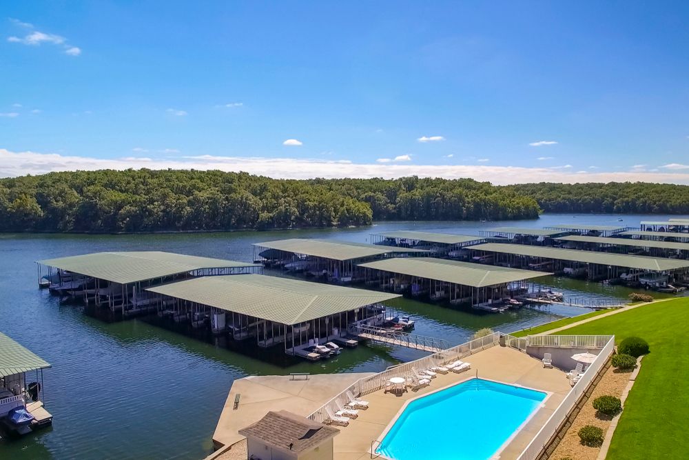 Boats docked at Lake of the Ozarks