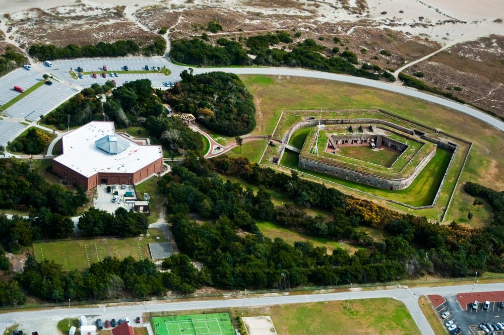 Aerial view of Fort Macon State Park