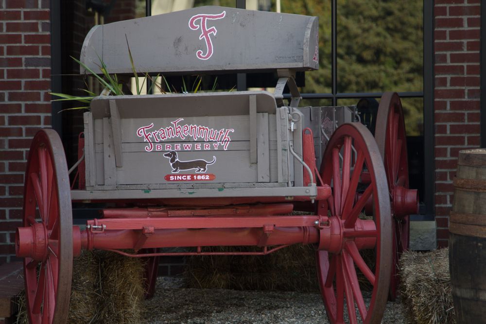 Wooden wagon at Frankenmuth Brewery