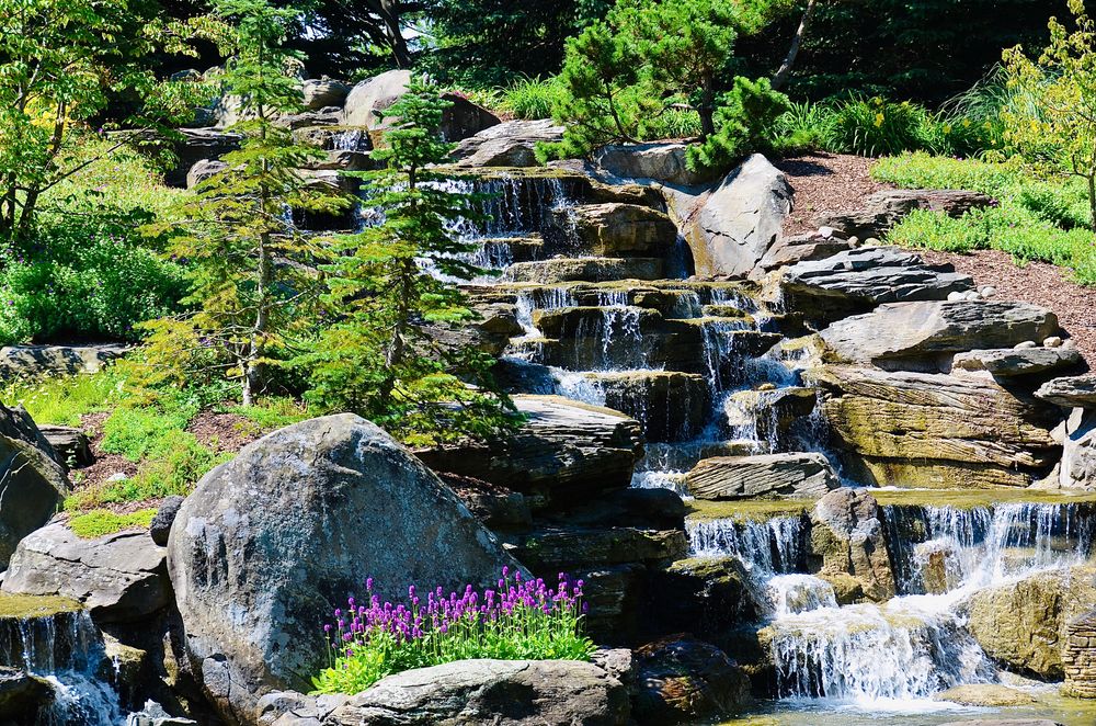 Waterfall setup at Frederik Meijer Gardens & Sculpture Park