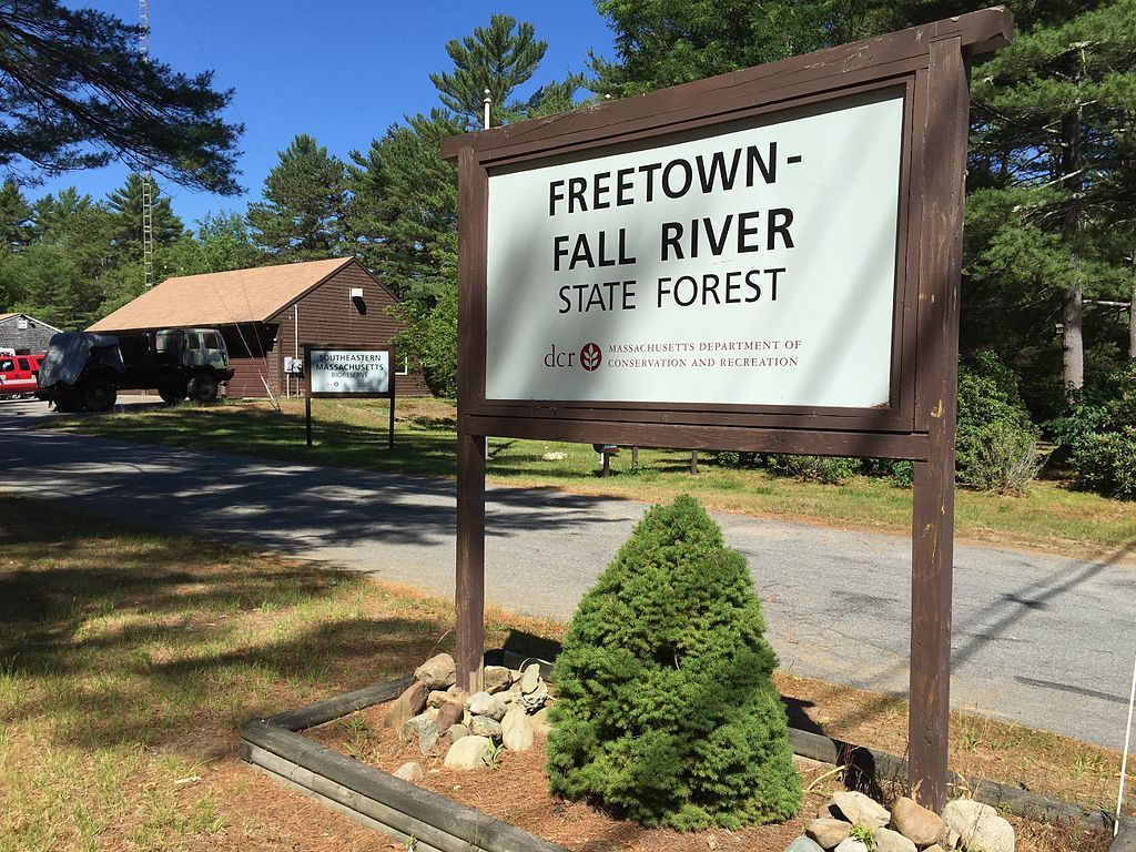 Entrance sign at Freetown-Fall River State Forest