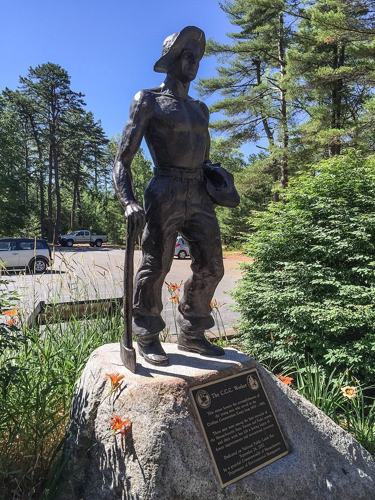 A C.C.C. Worker statue at Freetown-Fall River State Forest