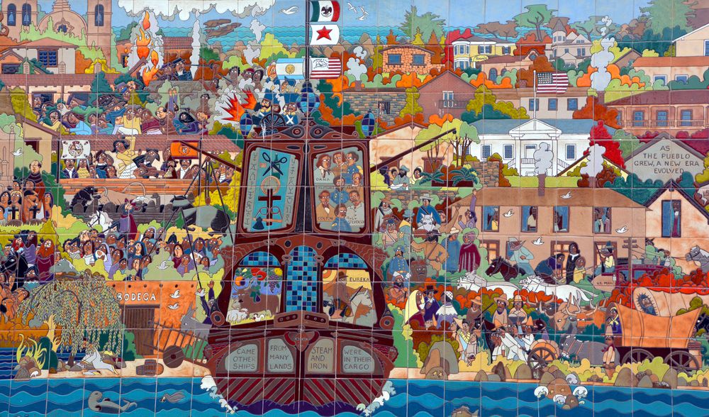 View of the colorful Granizo Tile Art Mural