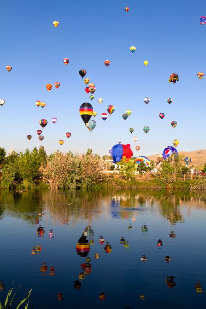 Colorful hot air balloons at Great Reno Balloon Race